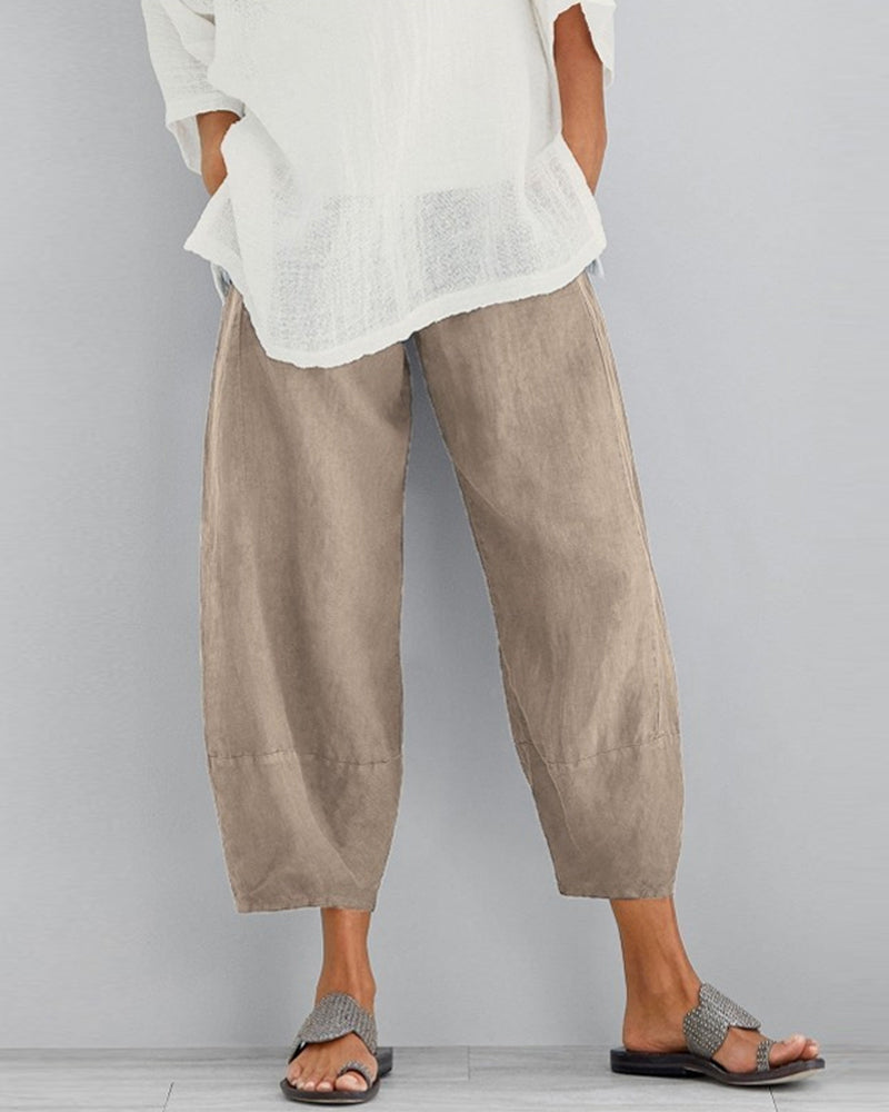 Elias | Lösa Cropped Byxor Med Hög Midja