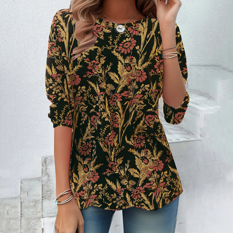 Sofia | Vintage T-shirt med Blommigt Tryck