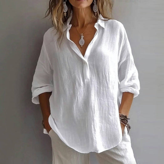 Lena | Luftig Casual Blus I Enfärgad Tidlös Design