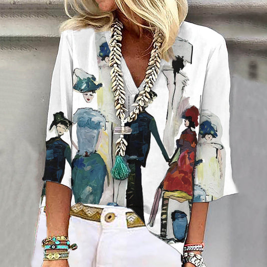 Elin | Casual blus med abstrakt tryck