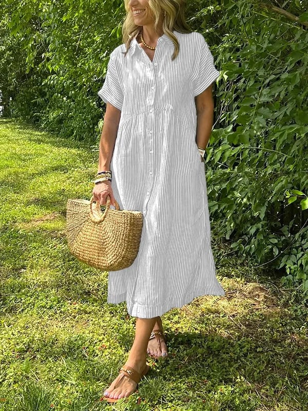 Wilma | Randig Skjortklänning Med Tidlös Elegans
