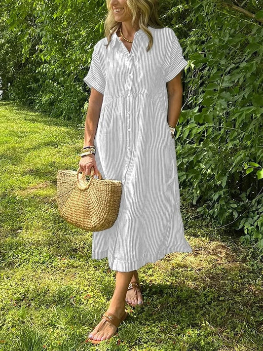 Wilma | Randig Skjortklänning Med Tidlös Elegans
