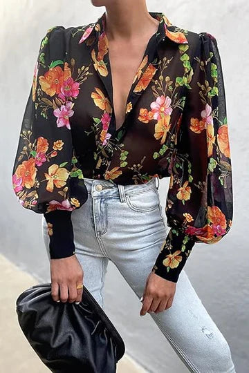 Danica - Elegant topp med blommigt tryck