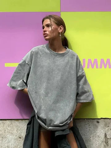 Adah - Retro T-shirt i bomull