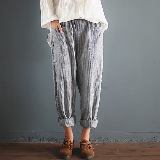 Imperia - Oversized byxor i bomullslinne