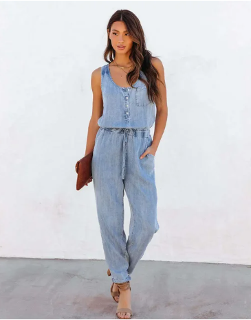 Aiza - 2023 Vår Sommar Nykomling Dam Denim Jumpsui