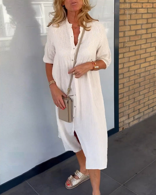 Hilda | Enfärgad Shift-klänning Med Knappar