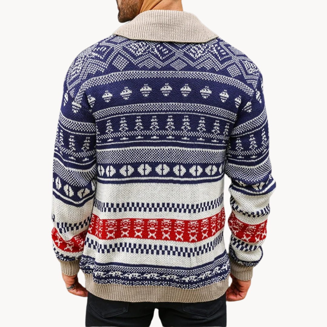 Kalle | Stilig Stickad Cardigan med Sjalkrage