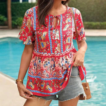 Anastasia - Blus med boho-blommo