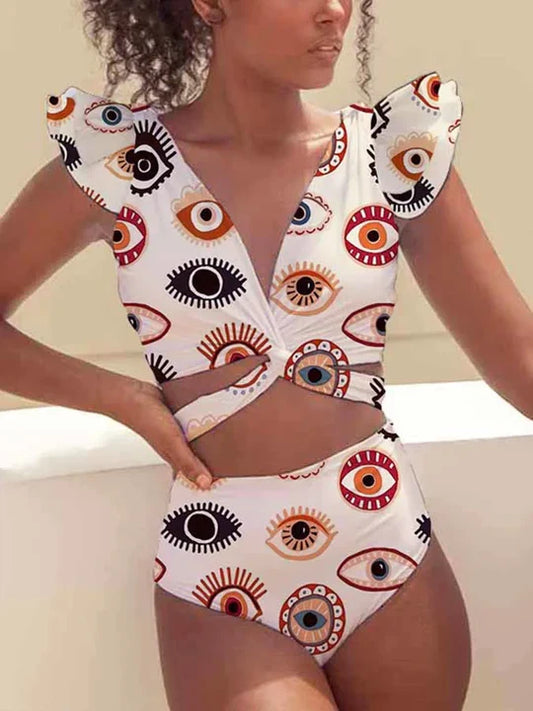 Abigail - Rynkat bikiniset med ögonmönste