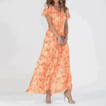 Josephine - Lång sommarklänning med blommigt mönster