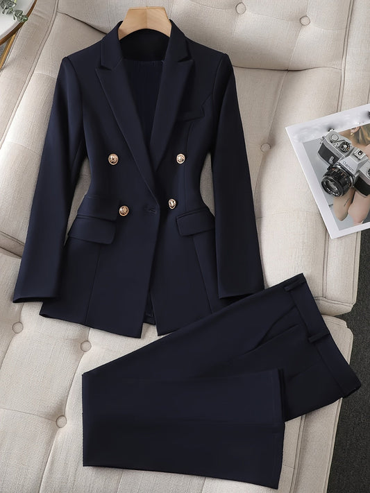 Celeste | Dubbelknäppt Blazer Och Byxor Stilrent Set