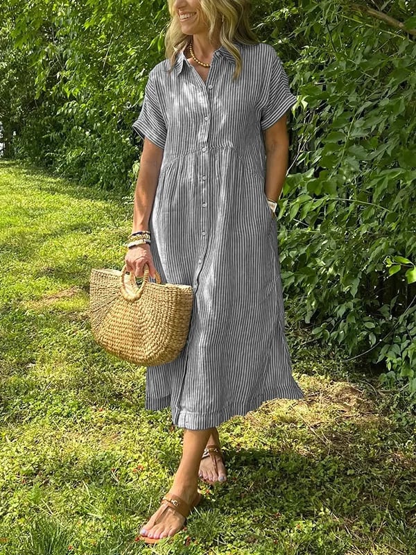 Wilma | Randig Skjortklänning Med Tidlös Elegans
