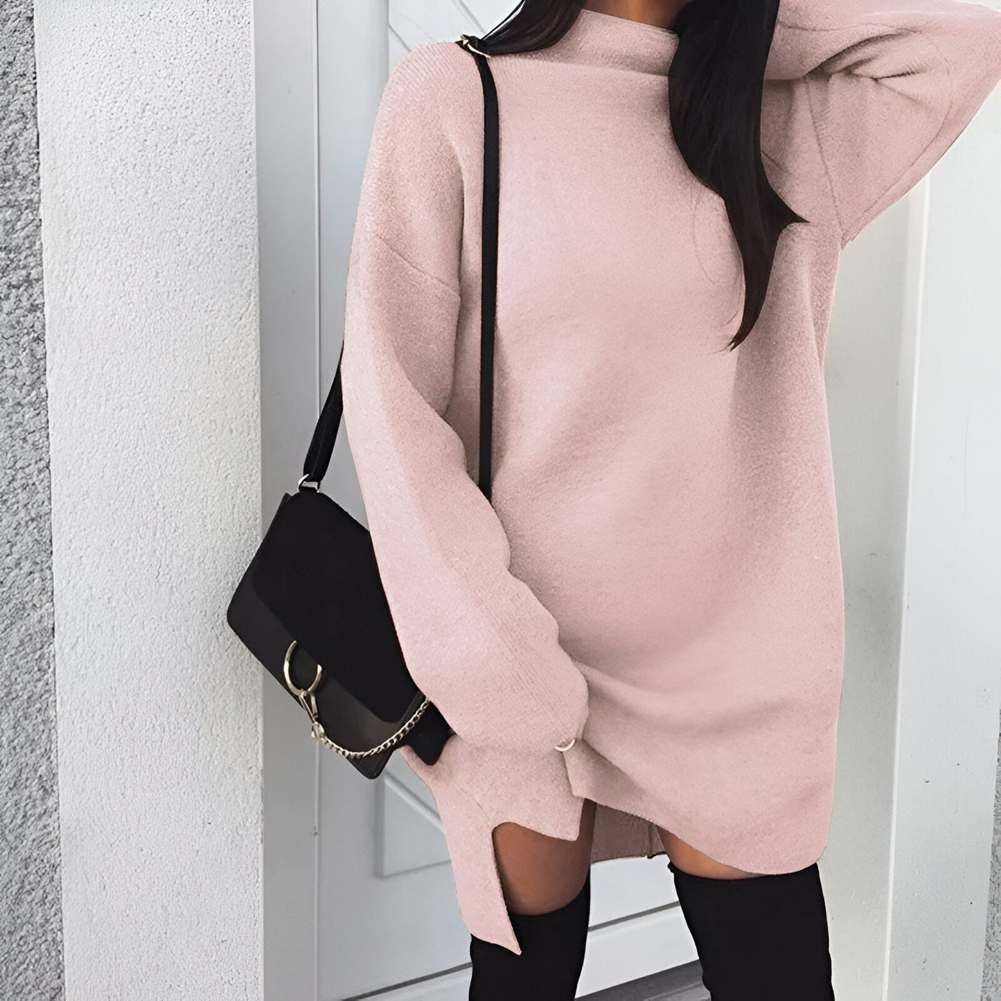 Saskia | 2024 Höstens överdimensionerade turtleneck-klänning