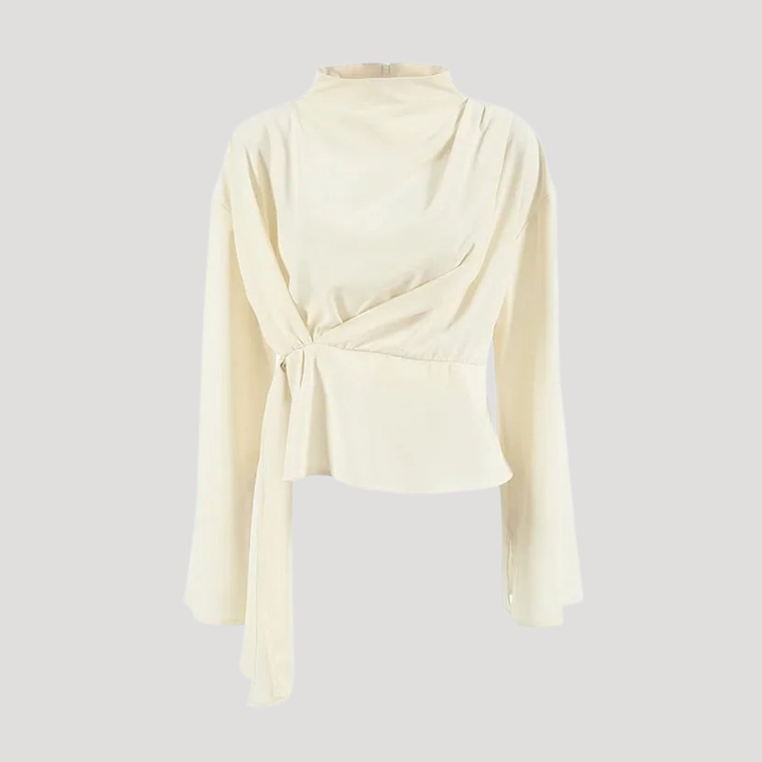 Criselmara | Vit Sidenblus Med Omlott-Design