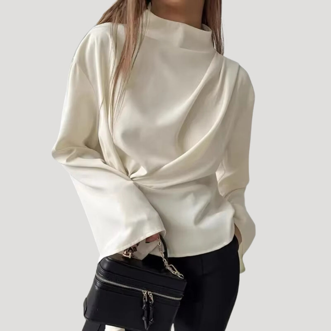 Criselmara | Vit Sidenblus Med Omlott-Design