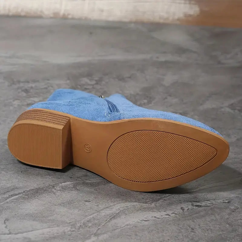Cathy | Stilrena Mockaboots med Dragkedja och Klack