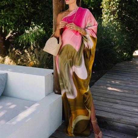 Joline - Ladies Sexy Diagonal Collar Lös morgonroc