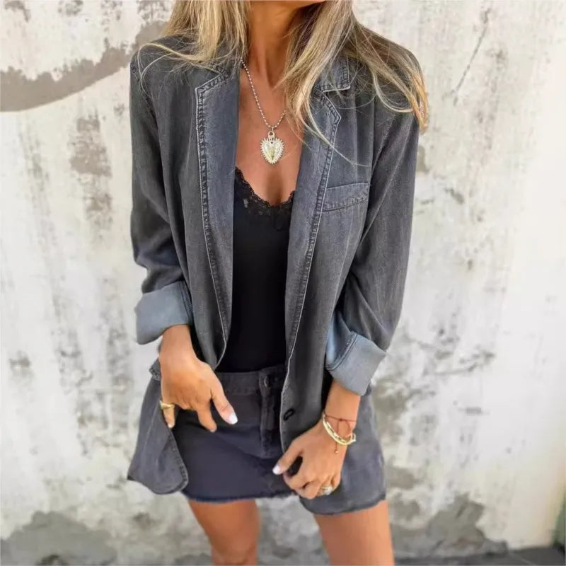 Elina | Denimjacka Med Stilren Blazerkänsla