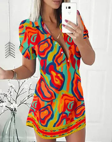 Aurora - Elegant miniklänning med tryck