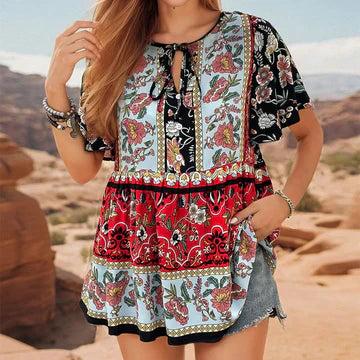 Anastasia - Blus med boho-blommo