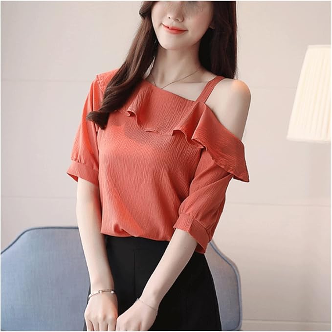 Rose-Blusar Mujer De Moda 2023 Sommarblusar för kvinno