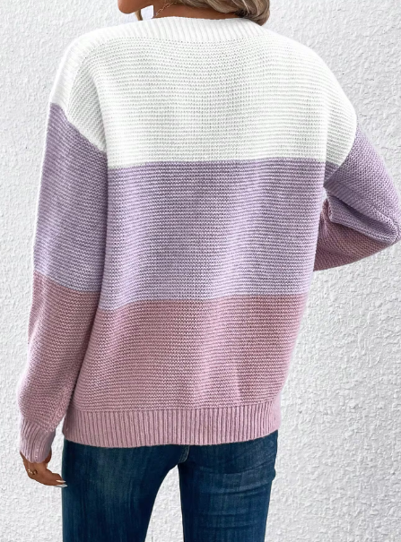 Emma - Elegant patchworktröja i trikolor