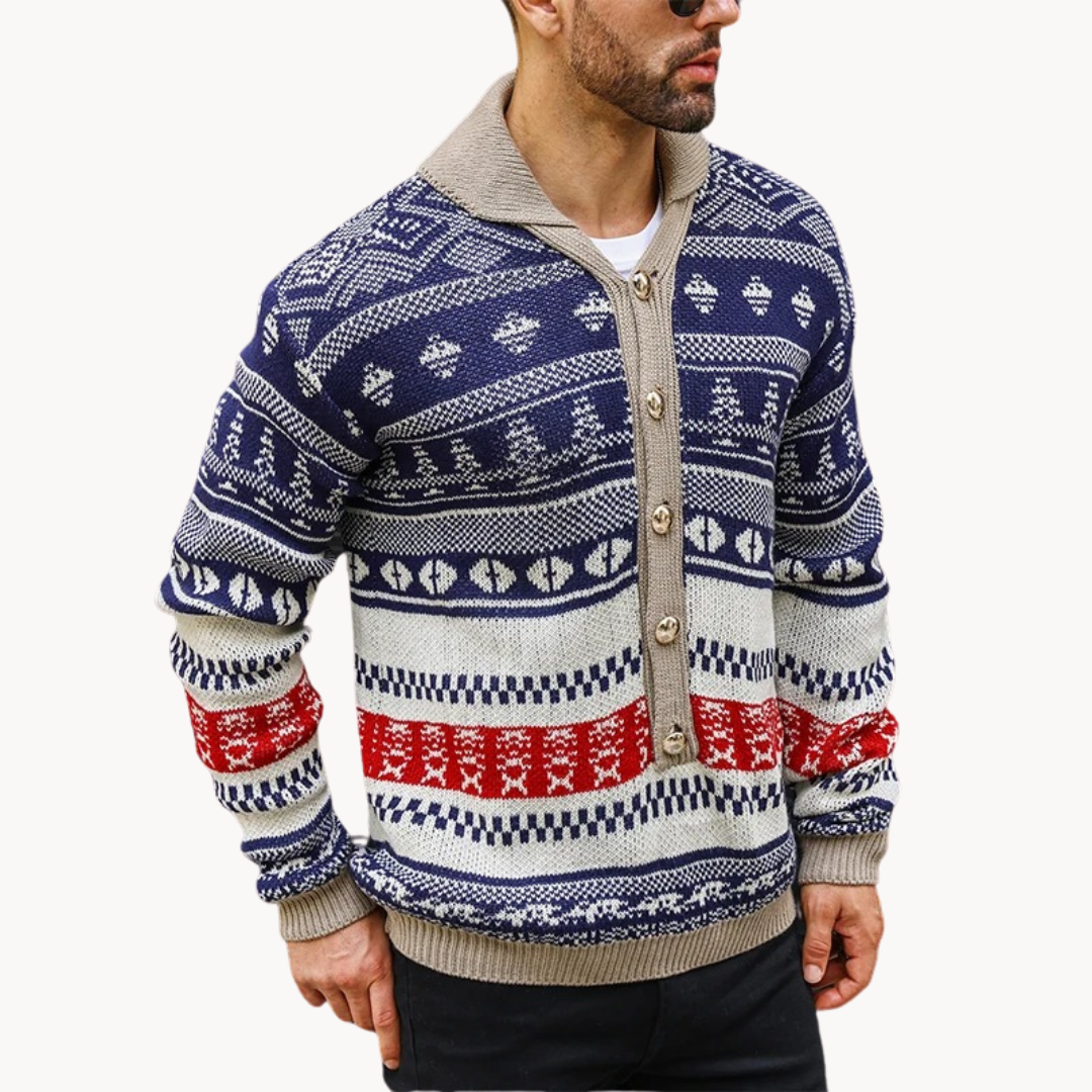 Kalle | Stilig Stickad Cardigan med Sjalkrage