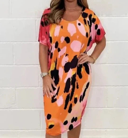 Cecile - Avslappnad klänning med leopardmönster