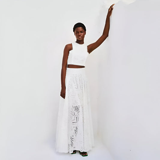 Ranya | Bomull Linne Lång pagodärm Crop Top 2-delat se