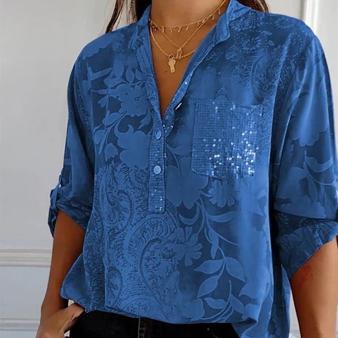 Edith - Långärmad Blus Med Blommigt Tryck