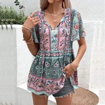 Anastasia - Blus med boho-blommo