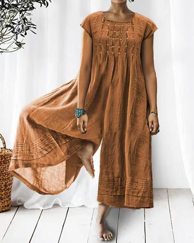 Maja | Kortärmad Linnejumpsuit För Dam