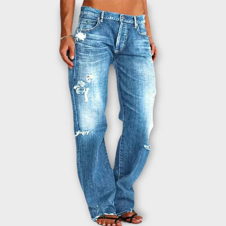 Malin - Slitna damjeans med låg midja