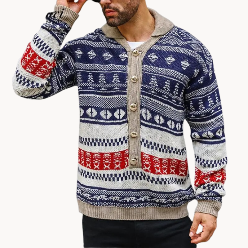 Kalle | Stilig Stickad Cardigan med Sjalkrage
