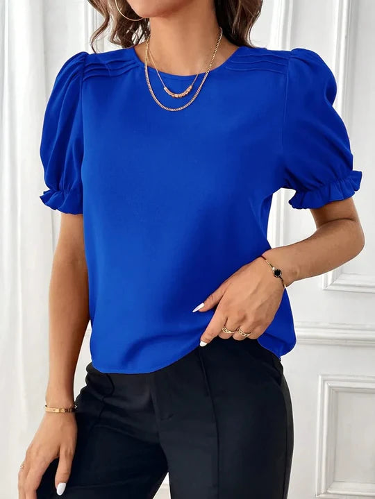 Aurora - Elegant blus med rund halsringning