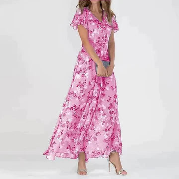 Josephine - Lång sommarklänning med blommigt mönster