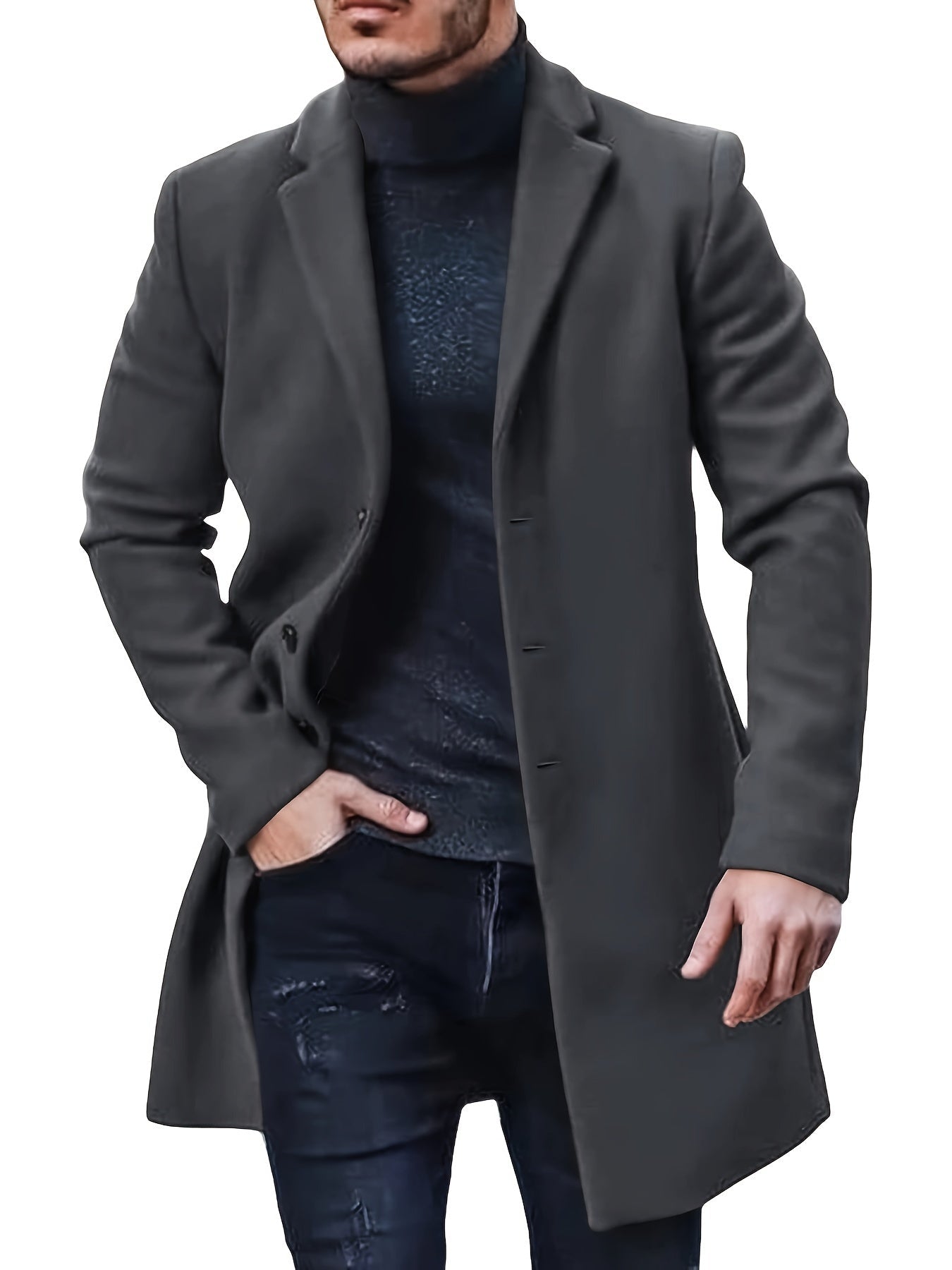 Cole | Elegant enknäppt trenchcoat för herr
