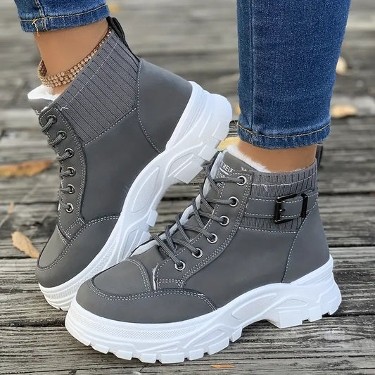 Hanna | Trendiga plattformsstövlar med fleece för vintervärme