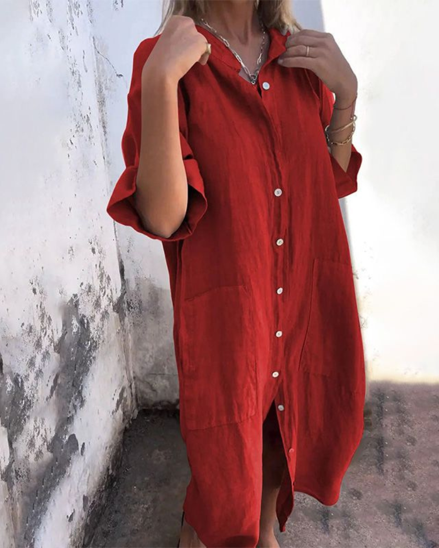 Alva | Ibiza-Stil Skjortklänning Med Avslappnad Elegans