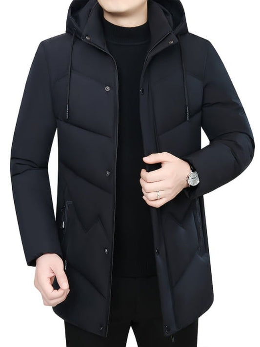 Carter | Enfärgad puffer vinterjacka med huva