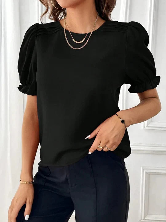 Aurora - Elegant blus med rund halsringning