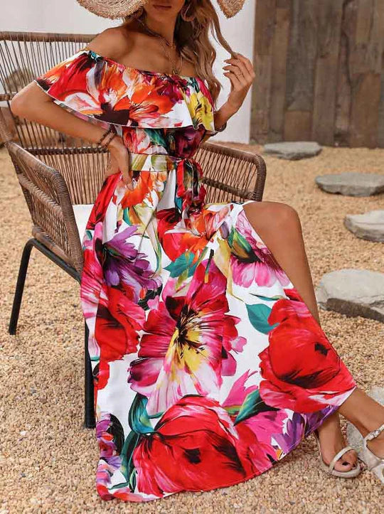 Eloise - Lång klänning med tryc