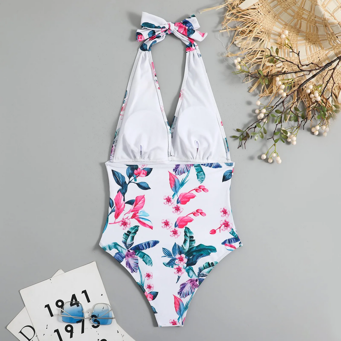 Dames - Bikini Badpak Split Effen Färg Kors Stropdas