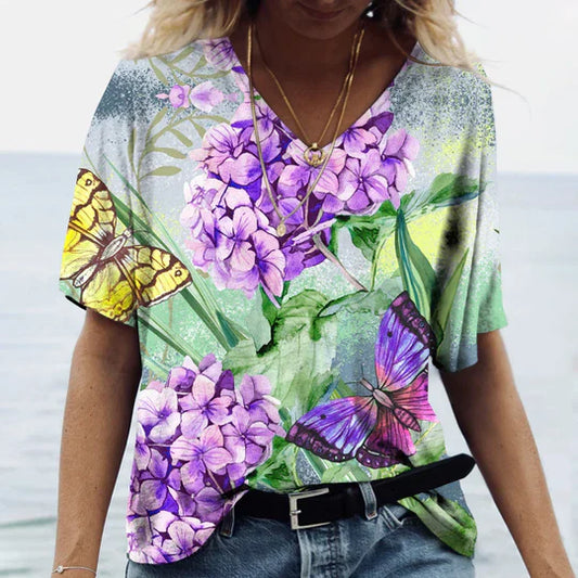 Naomi - Skjorta med fjärilsblommigt tryck