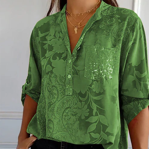 Edith - Långärmad Blus Med Blommigt Tryck