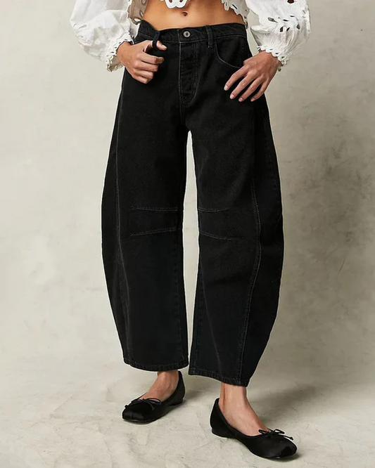 Adeline - Mid Rise Barrel Jeans Dam