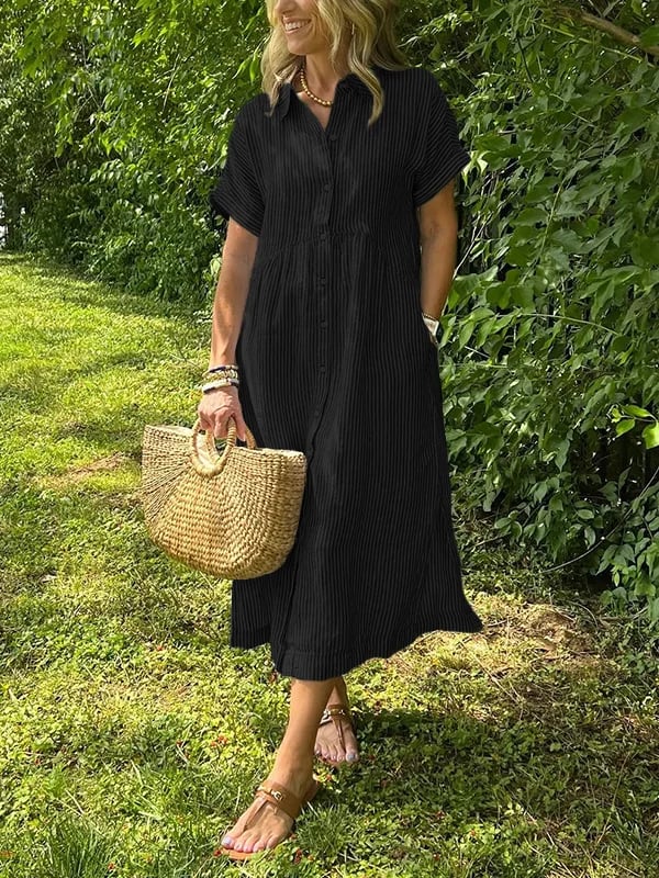 Wilma | Randig Skjortklänning Med Tidlös Elegans
