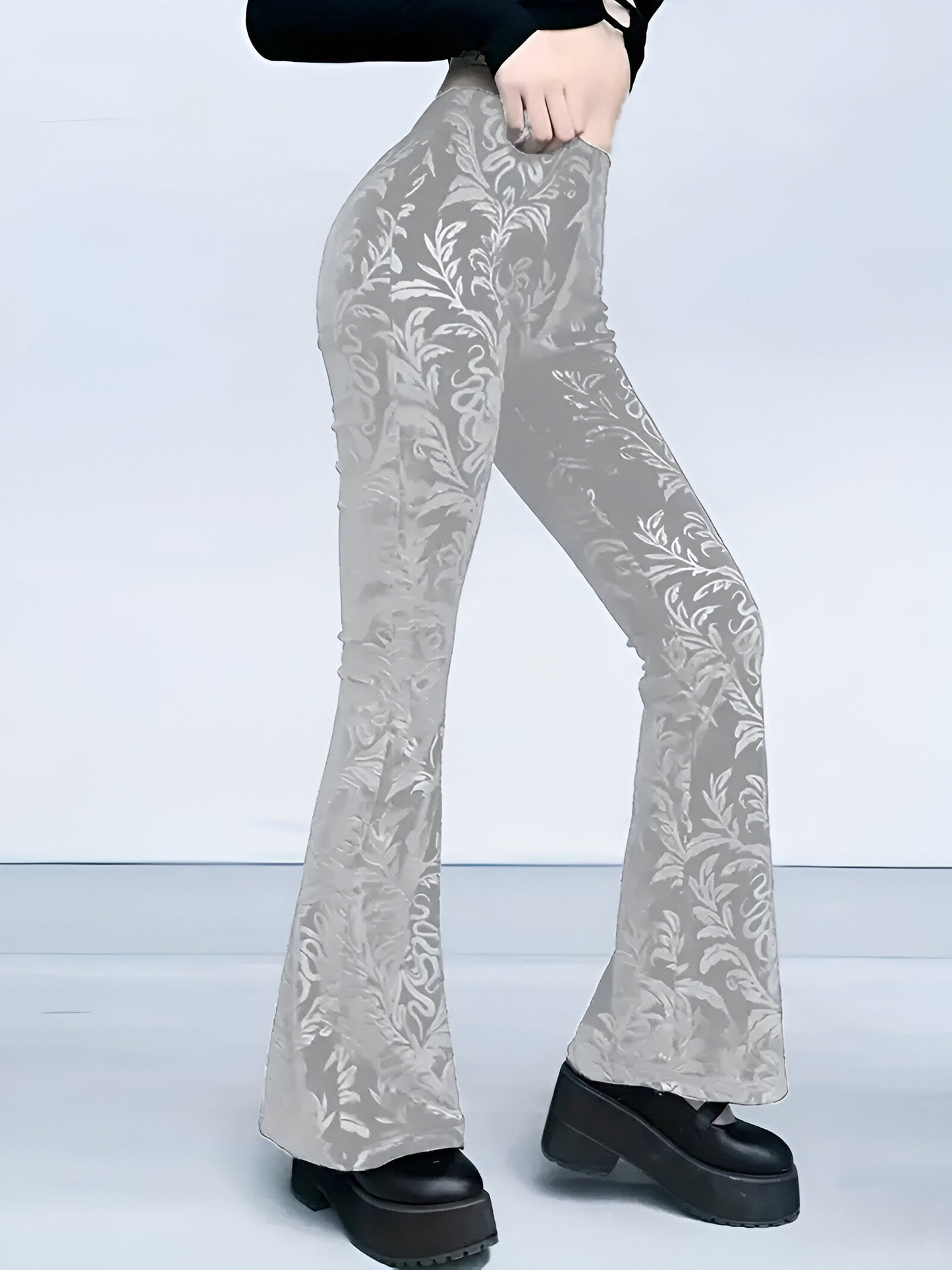 Bianca | Elegant gothisk blommig utsvängd byxa