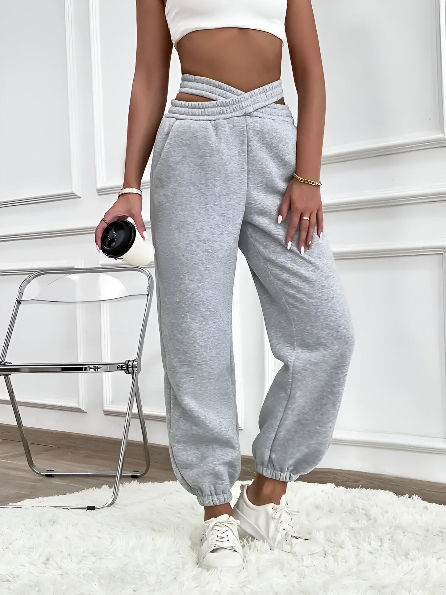 Daniela | Elegant enfärgad stickad joggingbyxa